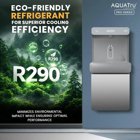 Eco-friendly wall mounted water dispenser with touch free sensor, featuring R290 refrigerant for superior cooling efficiency.