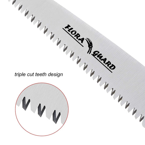 Folding Pruning Saw With Triple Cut Razor Teeth For Quick Wood Cutting And Tree Trimming On Camping Runs 7.7 Inch High Carbon Steel Blade