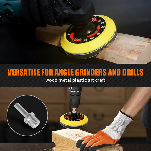 Turn Your Grinder Into A Beast Sander With This 5 Inch 114-Piece Sanding Disc Set For Wood And Metal Polishing, includes foam pad on drill