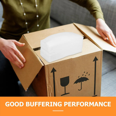 Person packing with Premium EPE Foam Cushion Packing Bags 100 Pack for Electronics and Valuables White Soft Protective Sleeves.