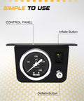 Control panel of Onboard Air Compressor System For Truck Airbag Suspension with gauge and buttons for inflate and deflate