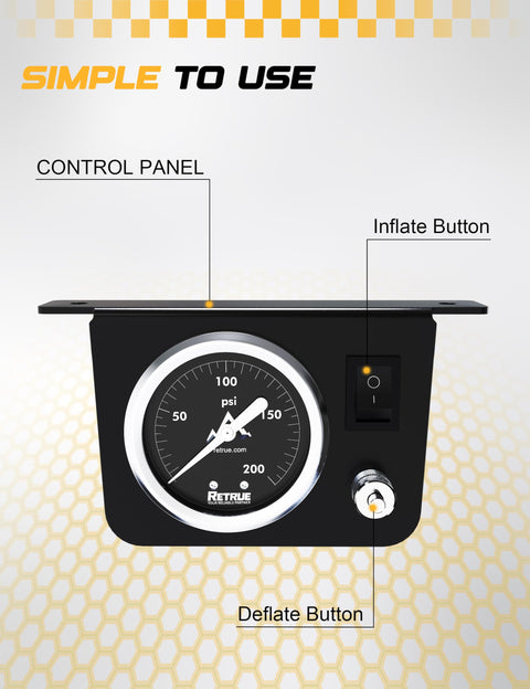 Control panel of Onboard Air Compressor System For Truck Airbag Suspension with gauge and buttons for inflate and deflate