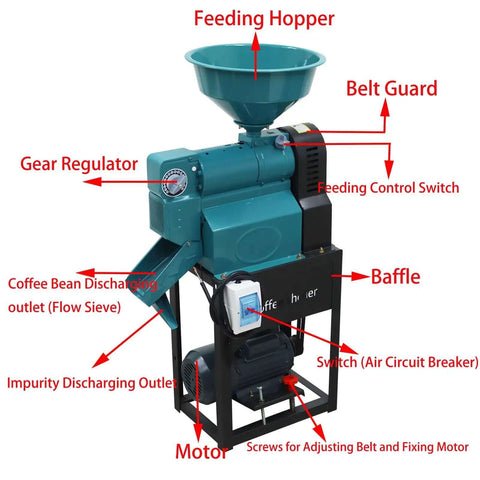Commercial Coffee Cocoa Bean Huller And Dehuller Peeling Machine With 330 Pounds Per Hour Capacity, visible hopper and controls.