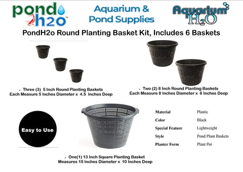 Round Plant And Flower Baskets Variety Pack For Water Gardens Aquaponics And Hydroponics Slotted Mesh Netted Pots Set
