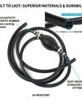 Boat Fuel Line With Bulb Primer Pump For Outboard Motors, High Flow Hand Siphon, synthetic rubber, stainless fittings