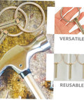 12 Piece Heavy Duty Clevis Pin And Safety Pin Kit With Hitch Ring Clips shown with hammer and versatile use examples