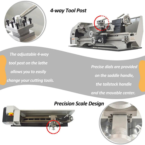 Badass Precision Benchtop Mini Lathe 900W Brushless Motor 8X31 Inch Travel Variable Speed 50 To 2500Rpm Mt5 Spindle Thread Cutting Knockout Performance Workshop Tool