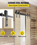 11 Ft Sliding Barn Door Hardware Kit For Heavy Duty Double Door Track System, 330 Lb Load Capacity, Carbon Steel Construction