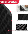 Professional Grade Self Adhesive Acoustic Foam Panels With Egg Crate Wave Design For Straight Fire Sound Dampening In Recording Studios Home Theaters And Car Doors Easy Peel Install Wall Tiles showing high-tack adhesive backing and curved architecture.