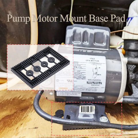 Pool Pump Pad Anti-Vibration Mount Base For Quiet Operation In Pools And Hot Tubs, Rubber Vibration Dampening Pad next to motor