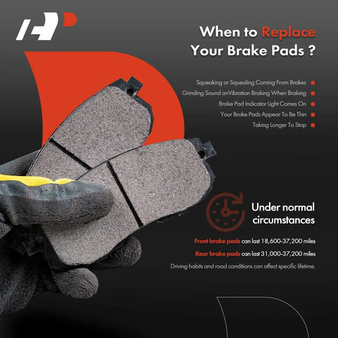 Close-up view of front and rear ceramic brake pads set for Subaru Forester 2009 2013 2.5L Impreza 2008 2011 2013 including hardware.