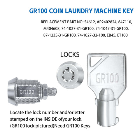 Key Set For Speed Queen Commercial Washers And Dryers, GR777 GR800 GR888 GR100 GR999 Compatible Laundry Machine Keys, close-up