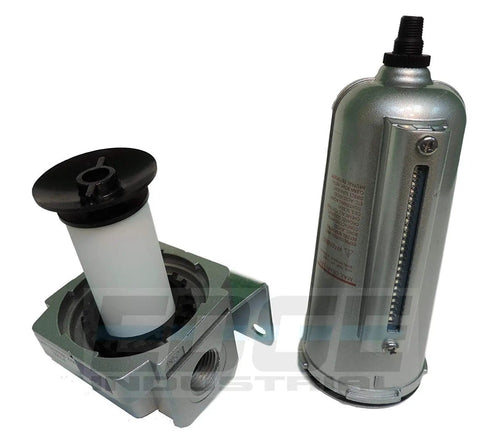 Components of a Heavy Duty Half Inch Particulate Filter And Moisture Trap Water Separator With Auto Drain For Compressed Air Lines
