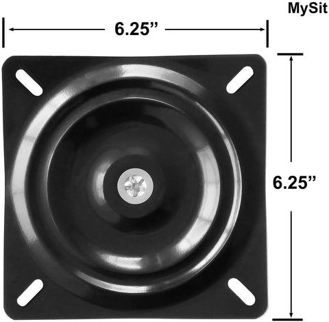 Beefy Heavy Duty 6.25 Inch Bar Stool Swivel Plate Replacement 1 Inch Thick Stainless Steel 4.9 Inch Center Hole Spacing on black plate