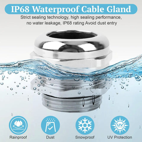 Heavy Duty Tough As Nails 1 Inch NPT Nickel Plated Copper Waterproof Cable Gland 2 Pack, IP68 seal, top view