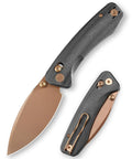 Koala Plus-BM Folding Knife with 2.99 inch blade, 14C28N stainless steel, black micarta handle shown open and closed