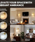 Zero Drilling Required, Battery Operated Wall Sconces Set Of Two With Remote, Brushed Gold Wireless Hanging Lamps showcasing various rooms with different light temperatures.