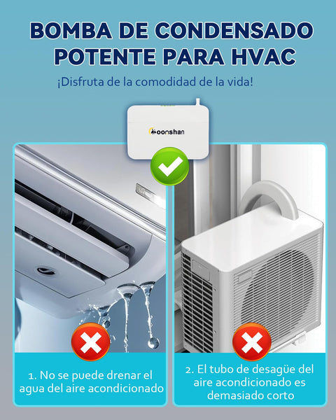 Mini Condensate Pump For HVAC 100 240V Automatic Condensation Drain Removal Whisper Quiet 25 dB Noiseless Operation 16 Foot Tube Wall Mounted For Air Conditioner Furnace Dehumidifier Ice Maker