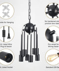 Gold Sputnik Chandelier With 8 Lights Dope Modern Industrial Pendant Ceiling Fixture details, including E26 base, UL socket.