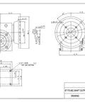 Technical drawing of Cast Iron Worm Gear Speed Reducer 60 To 1 56C Frame Industrial Reducer with shaft details
