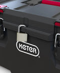 Stack N Roll Modular DIY Toolbox For Home Projects, Lightweight Yet Durable, Water Resistant Black Organizer with lock and red accents