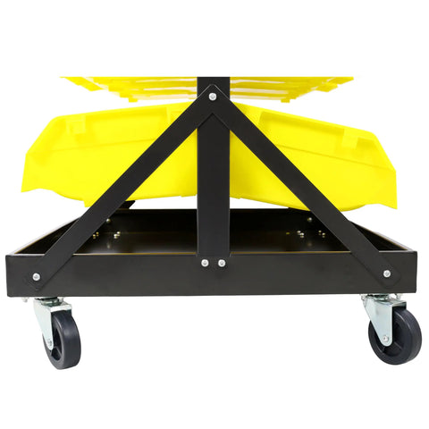 Heavy Duty Six Tier Dual Sided Rolling Bin Rack With Locking Caster Wheels And Sixty Plastic Parts Containers Plus Top Shelf For Garage Office Storage Flex