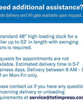 Need additional assistance message regarding loading dock requirements and delivery times for shipping operations.