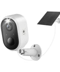 Go Wire-Free Solar Outdoor Security Camera With 2K Color Night Vision, wall-mounted with solar panel, white finish