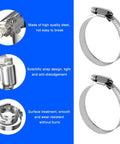 Front view of two BWBWND stainless steel hose clamps, 1-1/2 to 2-1/2 in, 20 pcs, worm-gear automotive clamps.