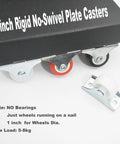 1 Inch Rigid Plate Caster Wheels No Brake For Furniture 6 Pack With Free Screws, red PVC, wheel close-up, white and red casters