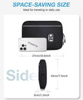 Travel Ready Electronics Organizer Case For Cords And Tech Gear shown with phone for size reference, side view dimensions.