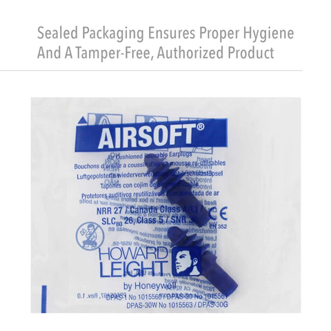Four Flange Reusable Earplugs With Noise Blocking Fins in sealed hygienic packaging
