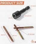 Product size of 16 Pack One Quarter By Two Inch Hanger Bolts With Driver Bit Heavy Duty Threaded Fastener Kit