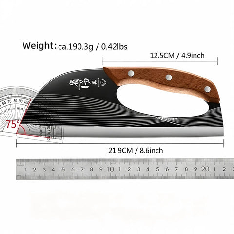 Two Piece Meat Cleaver Knife Set For Cutting Meat And Vegetables, heavy duty stainless steel cleaver with 8.6-inch blade and wood handle