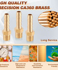 5 Pack Brass Hose Barb Fittings One Quarter Inch Barb To One Eighth Inch NPT Male Thread Air Water Fuel Line Adapters shown with durability features