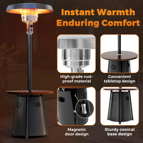 50000 BTU Outdoor Patio Heater With Round Table Design Premium 304 Stainless Steel Burner for porch and garden use