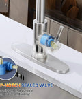 Top Shelf Kitchen Faucet With Pull Down Sprayer In Brushed Nickel Lead Free Stainless Steel Build Rated For Heavy Duty Use and showing top-notch sealed valve detail.