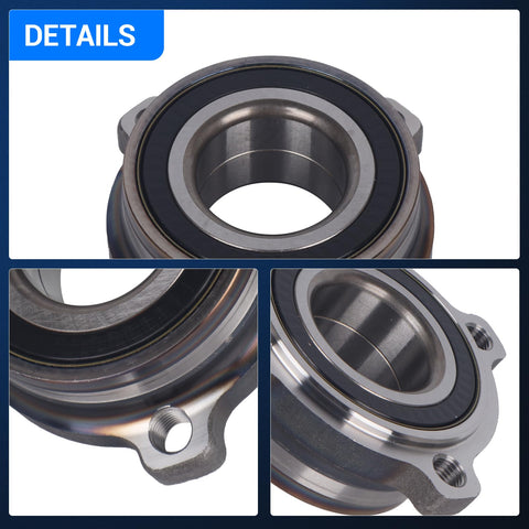 Close-up of Rear Wheel Bearing And Hub Assembly Set Of 2 For BMW X5 2000-2006 And 5 Series 2004-2012 Models, metal exterior shown