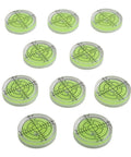 Round Bubble Level Vial 32x7mm 10-Pack for acrylic for spirit Level with, ten circular bubble levels on white background.