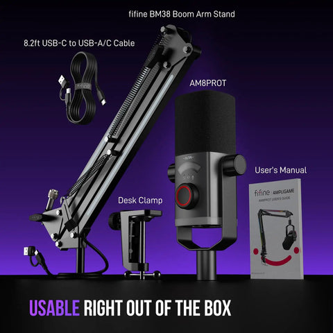 Gaming Microphone Kit For PC With XLR And USB Dynamic Mic Cardioid Mic Set Boom Arm RGB Lighting For Streaming And Podcasting