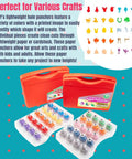 Mini Scrapbook Paper Hole Puncher Set With Forty Holiday Designs for Easter, Christmas, and more, in colorful travel case.