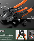 Exploded view of Pruning Shears With Stepless Adjustable Handle featuring SK5 steel blades and orange-built-in spring design