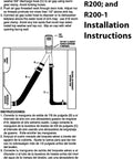 Diagram showing installation instructions for air gap with two connected hoses labeled in English and Spanish.