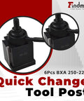 Six Piece BXA Wedge Type Quick Change Tool Post Set for Lathe 10 to 15 Inch Swing Hardened Steel Detail Image 250-222