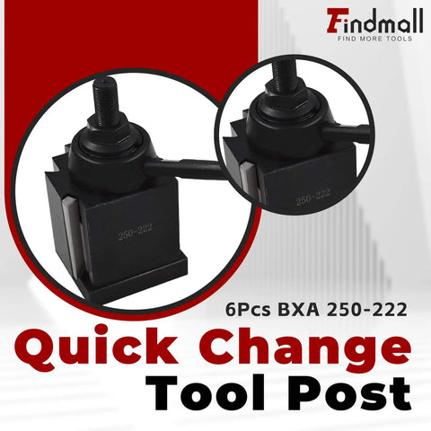 Six Piece BXA Wedge Type Quick Change Tool Post Set for Lathe 10 to 15 Inch Swing Hardened Steel Detail Image 250-222