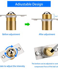 4 Pack Drive In Ball Catch For Closet Doors With Strike Plate Adjustable Tension Heavy Duty Stainless Steel And Brass Hardware showing adjustment process