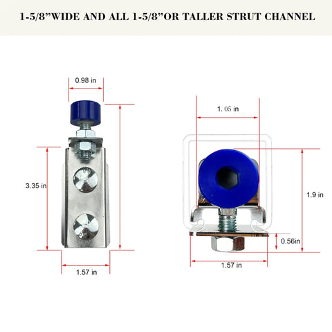 Trolley Roller Limit Kit For 1-5/8 Inch Wide Strut Channel Keeps Trolley From Detaching At End Of Channel, Silver Finish, 2 Pack