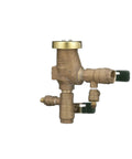Anti Siphon Pressure Vacuum Breaker With Quarter Turn Shutoff And Tee Handles One Half Inch Beefy Bronze Body For Reliable Irrigation Backflow Prevention And Durable Performance, side view