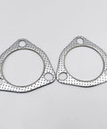 Two 2.5-inch exhaust gaskets with 63.5mm flange, 3-bolt pattern, high-temperature graphite with fire ring.