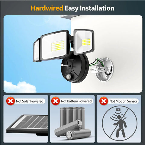 Rugged 80W Dusk To Dawn Outdoor Flood Lights Pumping Out 8000 Lumens IP65 Waterproof 3 Adjustable Heads 6500K Cool White LED Security Bulb For Garage Patio And Yard